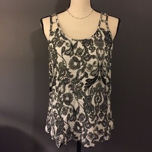 Xhilaration Black Paisley Hi-Lo Tank